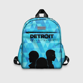 Детский рюкзак 3D с принтом Detroit: Become Human. , 100% полиэстер | лямки с регулируемой длиной, сверху петелька, чтобы рюкзак можно было повесить на вешалку. Основное отделение закрывается на молнию, как и внешний карман. Внутри дополнительный карман. По бокам два дополнительных кармашка | Тематика изображения на принте: become human | connor | dbh | dbhpk19 | detroit | detroit city | абстракция | анимация | геометрия | детройт | игра | коннор | надпись | силуэт | стать человеком | текстура | треугольник | треугольники