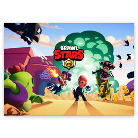 Поздравительная открытка с принтом BRAWL STARS , 100% бумага | плотность бумаги 280 г/м2, матовая, на обратной стороне линовка и место для марки
 | brawl | bull | colt | crow | el primo | game | games | leon | moba | online | penny | poco | shelly | spike | star | stars | wanted | брав | бравл | браво | звезда | звезды | игра | игры | лого | моба | онлайн | старс