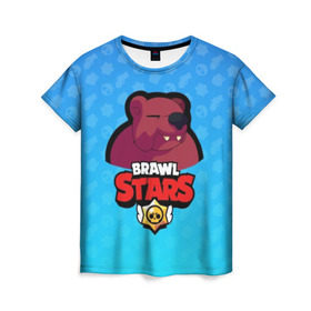 Женская футболка 3D с принтом Bear - BRAWL STARS , 100% полиэфир ( синтетическое хлопкоподобное полотно) | прямой крой, круглый вырез горловины, длина до линии бедер | bear | brawl | bull | colt | crow | el primo | game | games | leon | moba | online | penny | poco | shelly | spike | star | stars | wanted | брав | бравл | браво | звезда | звезды | игра | игры | моба | онлайн | старс