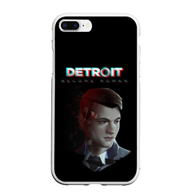 Чехол для iPhone 7Plus/8 Plus матовый с принтом Detroit Become Human , Силикон | Область печати: задняя сторона чехла, без боковых панелей | become human | connor | dbh | dbhpk19 | detroit | detroit city | glitch | абстракция | геометрия | детройт | игра | коннор | надпись | стать человеком | текстура | треугольник | треугольники