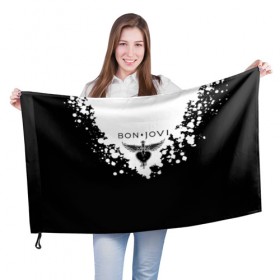 Флаг 3D с принтом Bon Jovi , 100% полиэстер | плотность ткани — 95 г/м2, размер — 67 х 109 см. Принт наносится с одной стороны | 