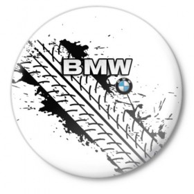 Значок с принтом BMW ,  металл | круглая форма, металлическая застежка в виде булавки | 