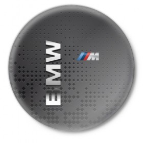 Значок с принтом BMW ,  металл | круглая форма, металлическая застежка в виде булавки | bmw | авто | автомобиль | бмв | лого | логотип | машина | надпись | текстура