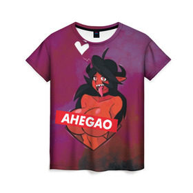 Женская футболка 3D с принтом Demon Ahegao , 100% полиэфир ( синтетическое хлопкоподобное полотно) | прямой крой, круглый вырез горловины, длина до линии бедер | ahegao | anime | kawaii | manga | аниме | ахегао | кавай | манга