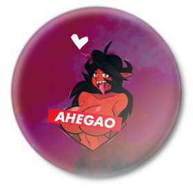 Значок с принтом Demon Ahegao ,  металл | круглая форма, металлическая застежка в виде булавки | ahegao | anime | kawaii | manga | аниме | ахегао | кавай | манга