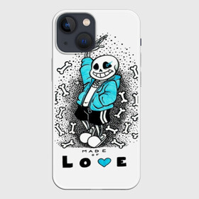Чехол для iPhone 13 mini с принтом Made of love ,  |  | Тематика изображения на принте: alphys | animation | asriel | comic dub | comic dubs | deltarune | gaming | toriel | undertale | андертеил | история | подземная | фриск | чай тв | чара