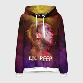 Мужская толстовка 3D с принтом Lil Peep ART , 100% полиэстер | двухслойный капюшон со шнурком для регулировки, мягкие манжеты на рукавах и по низу толстовки, спереди карман-кенгуру с мягким внутренним слоем. | 