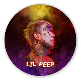 Коврик для мышки круглый с принтом Lil Peep ART , резина и полиэстер | круглая форма, изображение наносится на всю лицевую часть | 