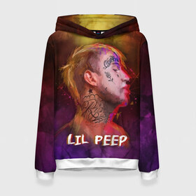 Женская толстовка 3D с принтом Lil Peep ART , 100% полиэстер  | двухслойный капюшон со шнурком для регулировки, мягкие манжеты на рукавах и по низу толстовки, спереди карман-кенгуру с мягким внутренним слоем. | 