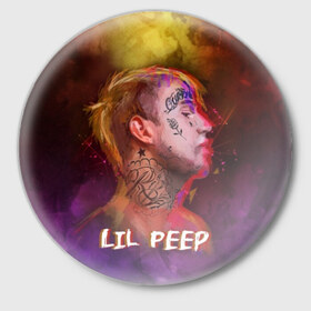 Значок с принтом Lil Peep ART ,  металл | круглая форма, металлическая застежка в виде булавки | 