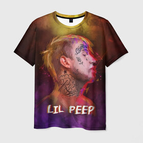 Мужская футболка 3D с принтом Lil Peep ART , 100% полиэфир | прямой крой, круглый вырез горловины, длина до линии бедер | 