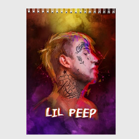 Скетчбук с принтом Lil Peep ART , 100% бумага
 | 48 листов, плотность листов — 100 г/м2, плотность картонной обложки — 250 г/м2. Листы скреплены сверху удобной пружинной спиралью | 