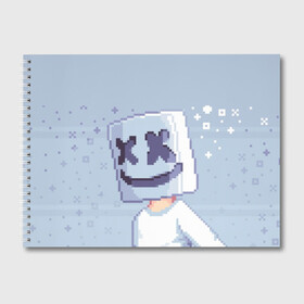 Альбом для рисования с принтом Marshmello Pixel , 100% бумага
 | матовая бумага, плотность 200 мг. | Тематика изображения на принте: fortnite | joytime | marshmallow | marshmello | маршмелло | маршмеллоу | фортнайт