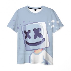 Мужская футболка 3D с принтом Marshmello Pixel , 100% полиэфир | прямой крой, круглый вырез горловины, длина до линии бедер | Тематика изображения на принте: fortnite | joytime | marshmallow | marshmello | маршмелло | маршмеллоу | фортнайт