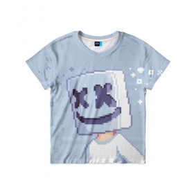Детская футболка 3D с принтом Marshmello Pixel , 100% гипоаллергенный полиэфир | прямой крой, круглый вырез горловины, длина до линии бедер, чуть спущенное плечо, ткань немного тянется | Тематика изображения на принте: fortnite | joytime | marshmallow | marshmello | маршмелло | маршмеллоу | фортнайт
