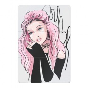 Магнитный плакат 2Х3 с принтом Очаровательная милая девушка с розовыми волосами , Полимерный материал с магнитным слоем | 6 деталей размером 9*9 см | блестками | волосами | восхитительная | девушка | иллюстрация | красивая | мечтательная | милая | рисунок | розовый | розовыми | руки | украшения | украшениями | фэшн