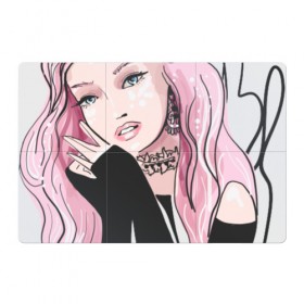 Магнитный плакат 3Х2 с принтом Очаровательная милая девушка с розовыми волосами , Полимерный материал с магнитным слоем | 6 деталей размером 9*9 см | Тематика изображения на принте: блестками | волосами | восхитительная | девушка | иллюстрация | красивая | мечтательная | милая | рисунок | розовый | розовыми | руки | украшения | украшениями | фэшн