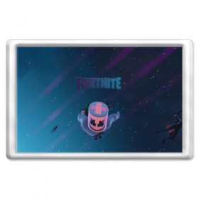 Магнит 45*70 с принтом Fortnite x Marshmello (Smail). , Пластик | Размер: 78*52 мм; Размер печати: 70*45 | Тематика изображения на принте: 3d | fortnite | marshmello | smail | абстракция | дизайн | звезды | игра | искусство | космос | маршмеллоу | надпись | смайл | стиль | текстура | эмблема