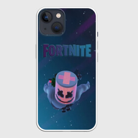 Чехол для iPhone 13 с принтом Fortnite x Marshmello (Smail). ,  |  | 3d | fortnite | marshmello | smail | абстракция | дизайн | звезды | игра | искусство | космос | маршмеллоу | надпись | смайл | стиль | текстура | эмблема