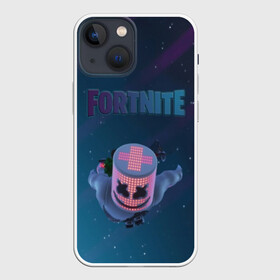 Чехол для iPhone 13 mini с принтом Fortnite x Marshmello (Smail). ,  |  | 3d | fortnite | marshmello | smail | абстракция | дизайн | звезды | игра | искусство | космос | маршмеллоу | надпись | смайл | стиль | текстура | эмблема