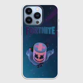 Чехол для iPhone 13 Pro с принтом Fortnite x Marshmello (Smail). ,  |  | 3d | fortnite | marshmello | smail | абстракция | дизайн | звезды | игра | искусство | космос | маршмеллоу | надпись | смайл | стиль | текстура | эмблема