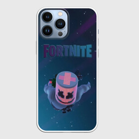 Чехол для iPhone 13 Pro Max с принтом Fortnite x Marshmello (Smail). ,  |  | 3d | fortnite | marshmello | smail | абстракция | дизайн | звезды | игра | искусство | космос | маршмеллоу | надпись | смайл | стиль | текстура | эмблема