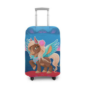 Чехол для чемодана 3D с принтом Милый единорог , 86% полиэфир, 14% спандекс | двустороннее нанесение принта, прорези для ручек и колес | pony | грива | девочка | единорог | конь | копыта | красивая | лошадка | лошадь | милая | пони | природа закат | радуга