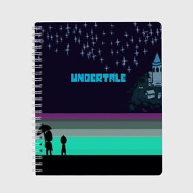 Тетрадь с принтом UNDERTALE GAME , 100% бумага | 48 листов, плотность листов — 60 г/м2, плотность картонной обложки — 250 г/м2. Листы скреплены сбоку удобной пружинной спиралью. Уголки страниц и обложки скругленные. Цвет линий — светло-серый
 | game | undertale | азриэль дримурр | альфис | андайн | андертейл | асгор дримурр | добро | дьявол | зло | игра | игры | кости | меттатон | папирус | санс | стрела | ториэль | трезубец | фриск | чара | черный