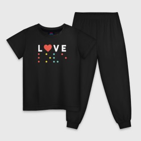 Детская пижама хлопок с принтом Шрифт Брайля Love , 100% хлопок |  брюки и футболка прямого кроя, без карманов, на брюках мягкая резинка на поясе и по низу штанин
 | брайль | люблю | любовь | надпись