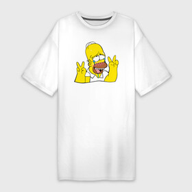 Платье-футболка хлопок с принтом Homer Ahegao ,  |  | ahegao | anime | homer | kawaii | manga | simpson | аниме | ахегао | гомер | кавай | манга | симпсон