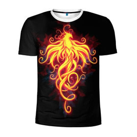 Мужская футболка 3D спортивная с принтом Огненный Феникс , 100% полиэстер с улучшенными характеристиками | приталенный силуэт, круглая горловина, широкие плечи, сужается к линии бедра | огненный феникс