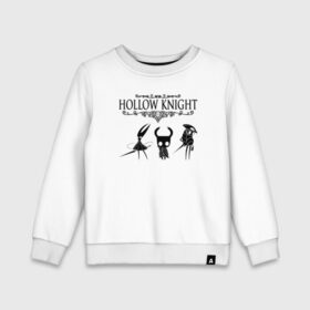 Детский свитшот хлопок с принтом HOLLOW KNIGHT , 100% хлопок | круглый вырез горловины, эластичные манжеты, пояс и воротник | game | gamer | hollow knight | logo | team cherry | игры | логотип | первонаж | рыцарь