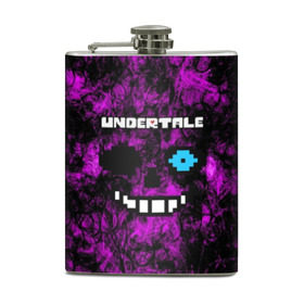 Фляга с принтом Undertale Sans. , металлический корпус | емкость 0,22 л, размер 125 х 94 мм. Виниловая наклейка запечатывается полностью | 3d | pixel | sans | undertale | абстракция | андертейл | без глаз | игра | надпись | пиксель | пикселя | подземная история | текстура