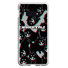 Чехол для Samsung S10E с принтом Undertale (Надоедливый пёс) , Силикон | Область печати: задняя сторона чехла, без боковых панелей | Тематика изображения на принте: 3d | glitch | pixel | undertale | андертейл | без глаз | глитч | игра | надоедливая собака | надоедливый пес | надпись | пиксель | пикселя | подземная история | текстура