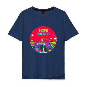 Мужская футболка хлопок Oversize с принтом HOPE WORLD , 100% хлопок | свободный крой, круглый ворот, “спинка” длиннее передней части | bts | bts 2019 | bts hope world скачать | bts песни | hope world | hope world j hope | hope world скачать | k pop