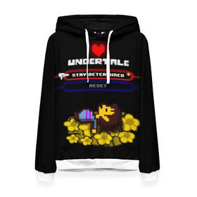 Женская толстовка 3D с принтом Undertale. , 100% полиэстер  | двухслойный капюшон со шнурком для регулировки, мягкие манжеты на рукавах и по низу толстовки, спереди карман-кенгуру с мягким внутренним слоем. | 3d | pixel | undertale | абстракция | андертейл | геометрия | игра | надпись | пиксель | пикселя | подземная история | сердце | текстура