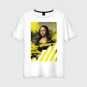 Женская футболка хлопок Oversize с принтом mona lisa , 100% хлопок | свободный крой, круглый ворот, спущенный рукав, длина до линии бедер
 | impressionism off white | mona lisa | off white | off white купить | off white мужской | off white цена