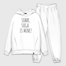 Мужской костюм хлопок OVERSIZE с принтом SORRY,SUGA IS MINE ,  |  | Тематика изображения на принте: bts | mine | sorry | suga | suga is minesorry | английский | бтс | буквы | извините мое | слова | фраза