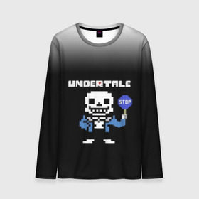 Мужской лонгслив 3D с принтом Undertale STOP. , 100% полиэстер | длинные рукава, круглый вырез горловины, полуприлегающий силуэт | 3d | pixel | sans | stop | undertale | абстракция | алфавит | андертейл | буквы | геометрия | знак | игра | надпись | пиксель | пикселя | подземная история | текстура