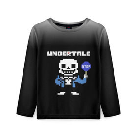 Детский лонгслив 3D с принтом Undertale STOP. , 100% полиэстер | длинные рукава, круглый вырез горловины, полуприлегающий силуэт
 | 3d | pixel | sans | stop | undertale | абстракция | алфавит | андертейл | буквы | геометрия | знак | игра | надпись | пиксель | пикселя | подземная история | текстура