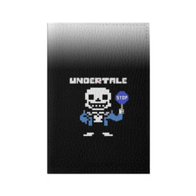 Обложка для паспорта матовая кожа с принтом Undertale STOP. , натуральная матовая кожа | размер 19,3 х 13,7 см; прозрачные пластиковые крепления | 3d | pixel | sans | stop | undertale | абстракция | алфавит | андертейл | буквы | геометрия | знак | игра | надпись | пиксель | пикселя | подземная история | текстура