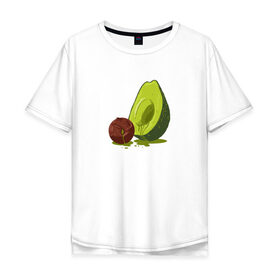 Мужская футболка хлопок Oversize с принтом Avocado R.I.P. , 100% хлопок | свободный крой, круглый ворот, “спинка” длиннее передней части | авокадо | арт | веган | вегетарианец | вкусняшка | еда | жиры | зеленый | зож | косточка | милый | овощи | пп | фрукты | юмор