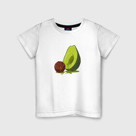 Детская футболка хлопок с принтом Avocado R.I.P. , 100% хлопок | круглый вырез горловины, полуприлегающий силуэт, длина до линии бедер | авокадо | арт | веган | вегетарианец | вкусняшка | еда | жиры | зеленый | зож | косточка | милый | овощи | пп | фрукты | юмор