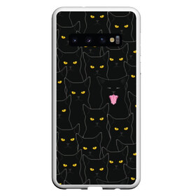 Чехол для Samsung Galaxy S10 с принтом Чёрные коты , Силикон | Область печати: задняя сторона чехла, без боковых панелей | black | cat | eyes | halloween | kitten | look | magic | muzzle | mysticism | witch | witchcraft | yellow | ведьма | взгляд | глаза | желтый | колдовство | кот | котёнок | котик | кошачья | магия | мистика | хэллоуин | черный