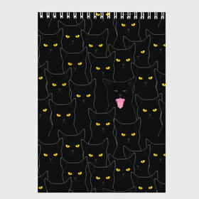 Скетчбук с принтом Чёрные коты , 100% бумага
 | 48 листов, плотность листов — 100 г/м2, плотность картонной обложки — 250 г/м2. Листы скреплены сверху удобной пружинной спиралью | Тематика изображения на принте: black | cat | eyes | halloween | kitten | look | magic | muzzle | mysticism | witch | witchcraft | yellow | ведьма | взгляд | глаза | желтый | колдовство | кот | котёнок | котик | кошачья | магия | мистика | хэллоуин | черный
