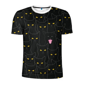 Мужская футболка 3D спортивная с принтом Чёрные коты , 100% полиэстер с улучшенными характеристиками | приталенный силуэт, круглая горловина, широкие плечи, сужается к линии бедра | Тематика изображения на принте: black | cat | eyes | halloween | kitten | look | magic | muzzle | mysticism | witch | witchcraft | yellow | ведьма | взгляд | глаза | желтый | колдовство | кот | котёнок | котик | кошачья | магия | мистика | хэллоуин | черный