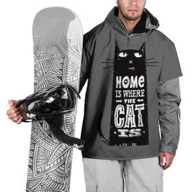 Накидка на куртку 3D с принтом Дом там, где твой кот , 100% полиэстер |  | Тематика изображения на принте: black | cat | cool | gray | kitten | motto | muzzle | slogan | text | white | белый | девиз | кот | котёнок | котик | кошачья | лозунг | прикольный | серый | текст | черный