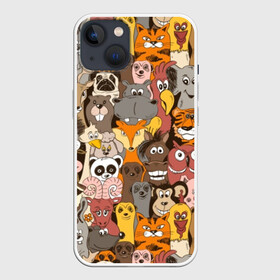 Чехол для iPhone 13 с принтом Прикольные зверушки ,  |  | bear | cat | dinosaur | dog | elephant | giraffe | monkey | owl | panda | penguin | pig | tiger | баран | бегемот | белка | динозавр | животное | жираф | заяц | звери | зверушки | кот | лев | лиса | лошадь | медведь | олень | осел | панда | петух