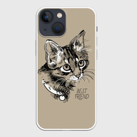 Чехол для iPhone 13 mini с принтом Best friend ,  |  | attractive face | cat | collar | cute | drawing | funny | kitten | mustache | touching | забавный | кот | котёнок | милый | ошейник | рисунок | трогательный | усы