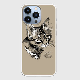 Чехол для iPhone 13 Pro с принтом Best friend ,  |  | attractive face | cat | collar | cute | drawing | funny | kitten | mustache | touching | забавный | кот | котёнок | милый | ошейник | рисунок | трогательный | усы